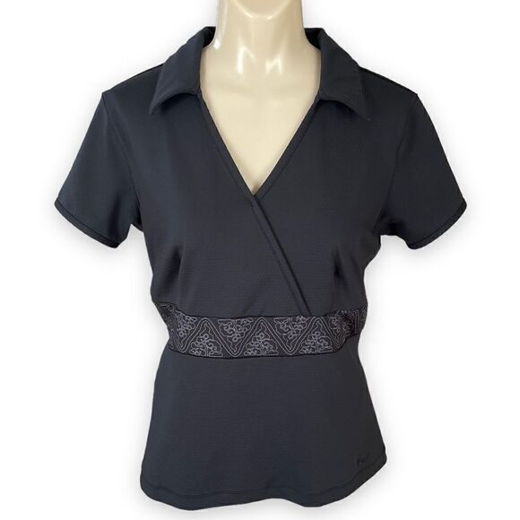 Nike Golf Sphere Dry Mock Wrap Pattern Waistband V-Neck Short Sleeve Polo - Picture 3 of 16